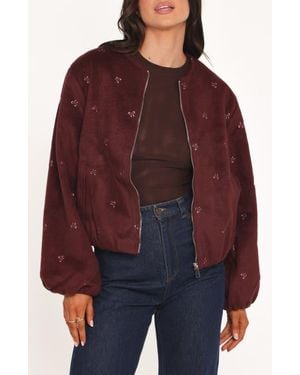 Petal & Pup Marla Crop Bomber Jacket - Red