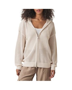 Splendid Nala Openwork Cotton Zip Hoodie - Natural