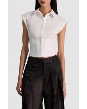 Alice + Olivia Kim Paneled Corset Top - White