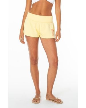 Roxy Sunday Foldover Waist Shorts - Yellow