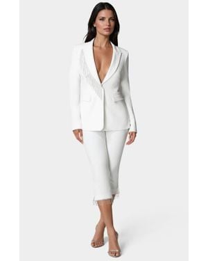 Bebe Rhinestone Fringe Tailored Blazer - White