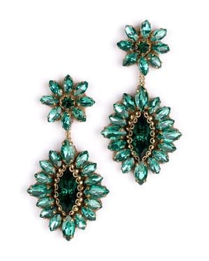 Deepa Gurnani Alianah Crystal Drop Earrings - Green