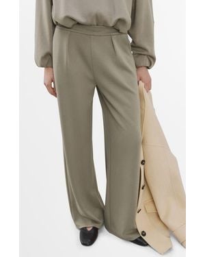 Mango Pleated Elastic Waist Pants - Natural