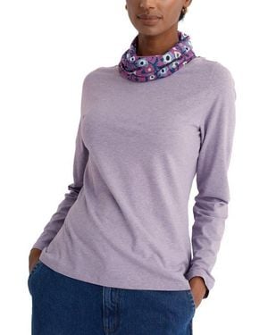 Seasalt Cornwall Easel Long Sleeve Stretch Organic Cotton Top - Purple