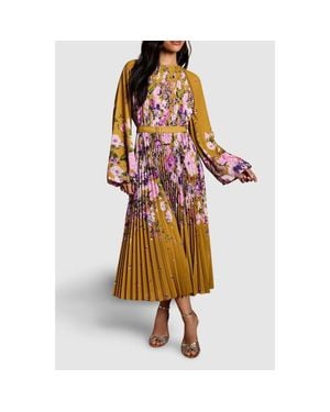 Coast Floral Pleated Georgette Midi Dress - Multicolor