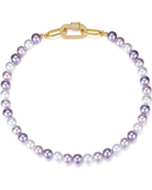 Classicharms Shell Pearl Necklace With Gem-Encrusted Carabiner Lock - Blue