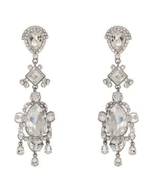 Balmain Brass And Crystal Pendant Earrings - White
