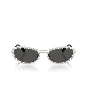 Swarovski 56Mm Oval Sunglasses - Black