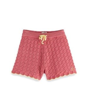 Scotch & Soda Kids' Scallop Pointelle Knit Shorts - Red