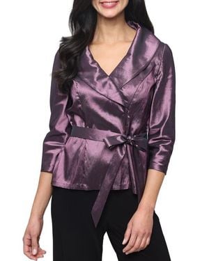 Alex Evenings Portrait Collar Faux Wrap Top - Purple