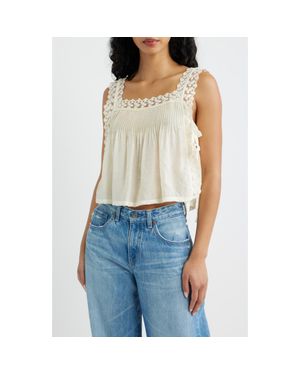Steve Madden Easten Pintuck Lace Tank - Natural