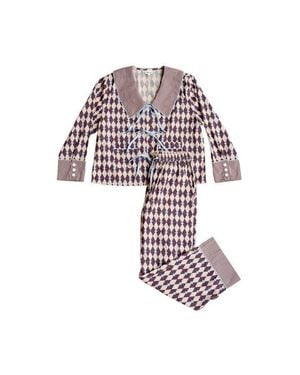 TBCo Cotton Harlequin Collar Pajamas - White