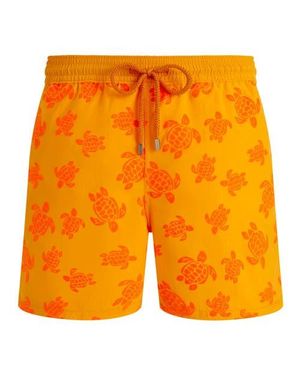 Vilebrequin Swim Shorts Flocked Rondes Des Tortues - Orange