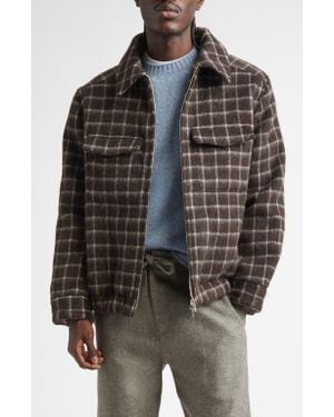 De Bonne Facture Student Windowpane Check Baby Llama Hair Blend Jacket - Brown