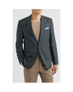 BOSS Hutson Slim Fit Dark Microcheck Virgin Wool Suit - Gray