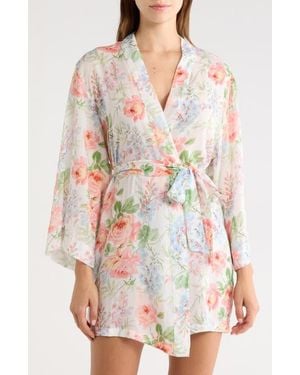 Etam Orchidee Deshabille Lace Trim Robe - White