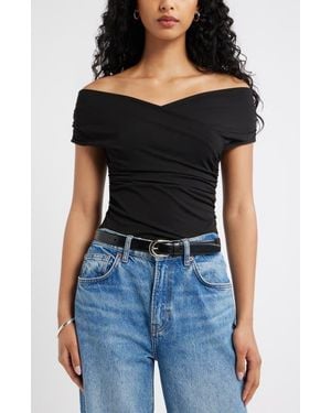 Open Edit Crossover Off The Shoulder Top - Black