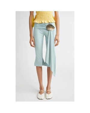 Conner Ives Mother-Of-Pearl Shell Belt Capri Pants - Blue