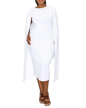 L I V D Naomi Cape Sleeve Midi Dress - White