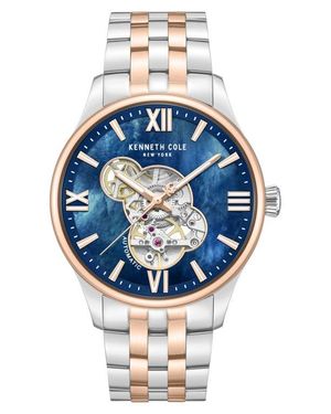 Kenneth Cole Varick Open Heart Automatic Bracelet Watch, 43Mm - Blue
