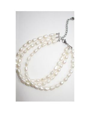 RIMOR JEWELRY Three Row Baroque Pearl Choker - White