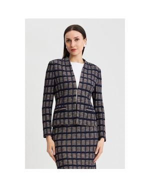 Ming Wang Checkered Knit Jacket - Black