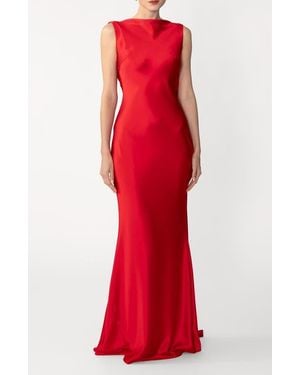 SAU LEE Calli Satin Backless Gown - Red