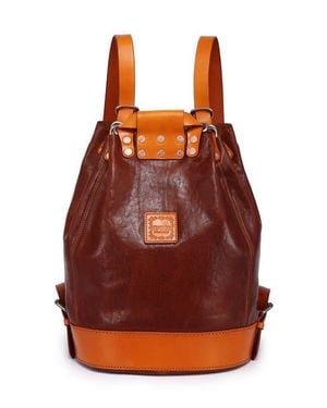 Old Trend Canna Genuine Leather Convertible Bucket Backpack - Red