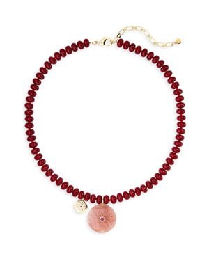 Panacea Circle Pendant Beaded Necklace - Red