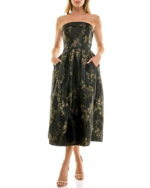 wrap midi dress for women Fiona Wrap Midi Dress in Lurex Crepe | Color - Red Magnolia Shadows / 2