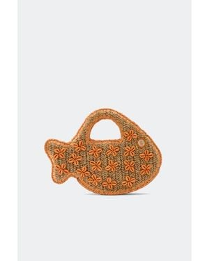 Simon Miller Puka Fish Raffia Handbag - Brown