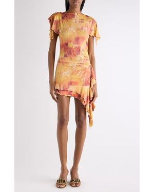 Isabel Marant Janick Draped Cotton Jersey Minidress - Orange