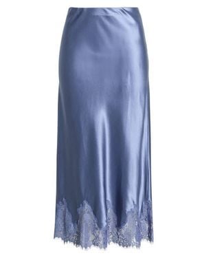 Reformation Carolina Lace-Trim Silk Midi Skirt - Blue