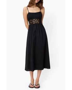 Cami NYC Octavia Lace Inset Cotton Midi Dress - Black