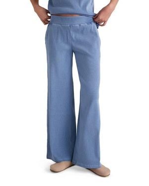 Haven Well Within Organic Cotton Rib Knit Wide Leg Pants - Blue