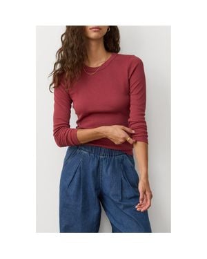 Marine Layer Lexi Sun-In Rib Long Sleeve T-Shirt - Red