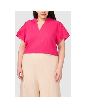 Halogen® Ruffle Neck Flutter Sleeve Top - Pink