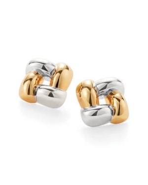 Jenny Bird Medium Woven Square Earrings - Metallic