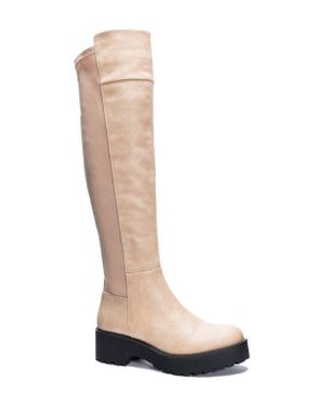 Dirty Laundry Manifest Over The Knee Boot - White