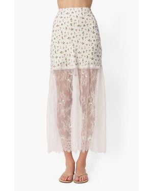 Cami NYC Flo Midi Skirt With Lace Hem - Natural