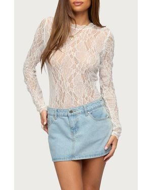 Edikted Rosalinda Lace Sheer Bodysuit - Blue