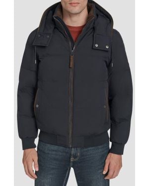 Andrew Marc Langham Water Resistant Hooded Puffer Bomber Jacket - Black