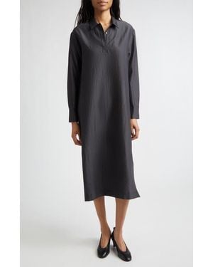Paloma Wool Espon Long Sleeve Wool & Silk Midi Shirtdress - Black