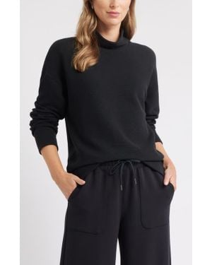 Caslon Mock Neck Ottoman Sweatshirt - Black