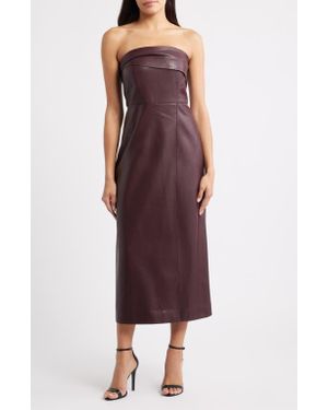 Parker The Santana Strapless Faux Leather Midi Dress - Purple