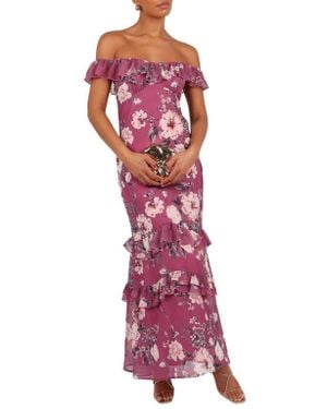 chinese dress ladies Ciao Ruffles Maxi Satin Dress main image 1