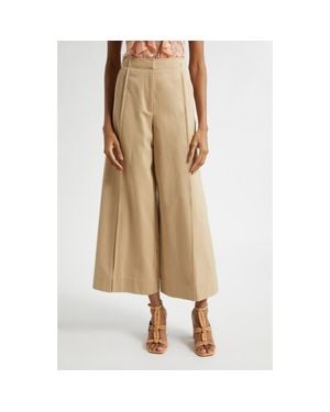 Ulla Johnson Sascha Crop Twill Wide Leg Pants - Natural
