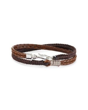 Caputo & Co. Double Wrapped Braided Leather Bracelet - Brown
