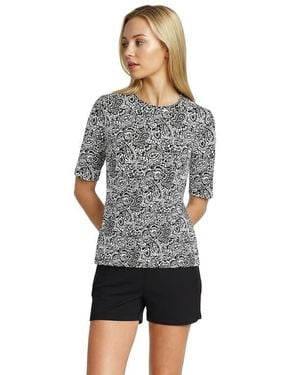 Lands' End Sunshade Upf 50 Elbow Sleeve Relaxed Rash Guard - Black