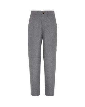 Brunello Cucinelli Virgin Wool Flannel Pants - Gray
